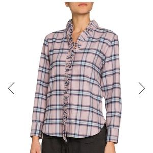 Isabel Marant AWENDY Plaid Ruffle Front Shirt